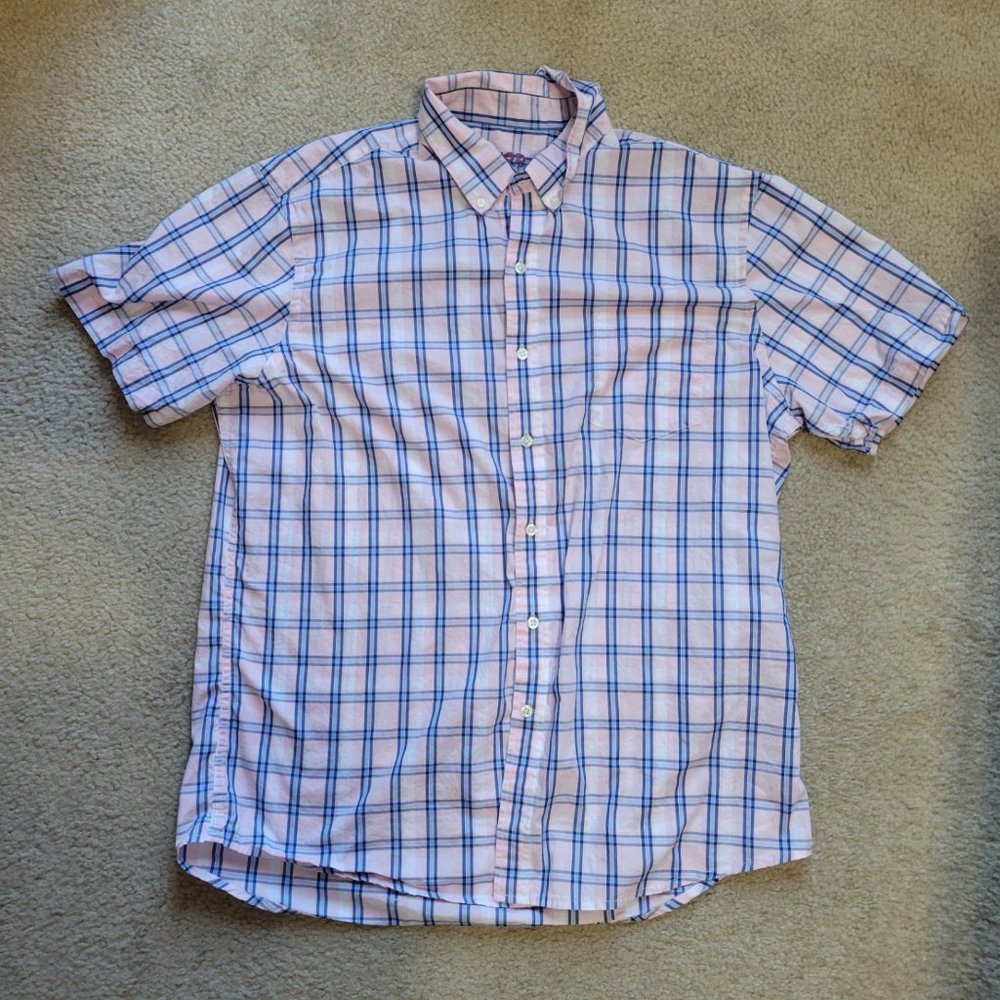 IZOD Men's Short Sleeve Lightweight Poplin Shirt - Fairy Tale Pink/Blue XL